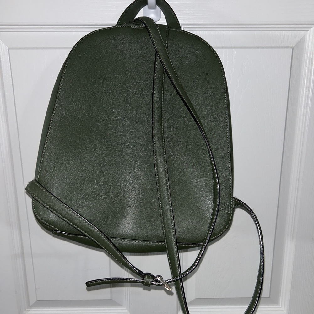 Beautiful large forest green backpack purse.